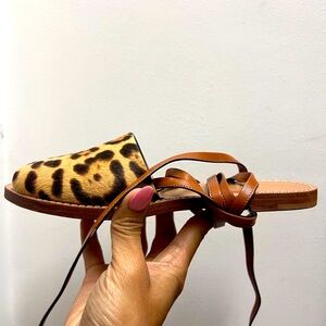 Red Valentino Leopard leather tie flats 35
